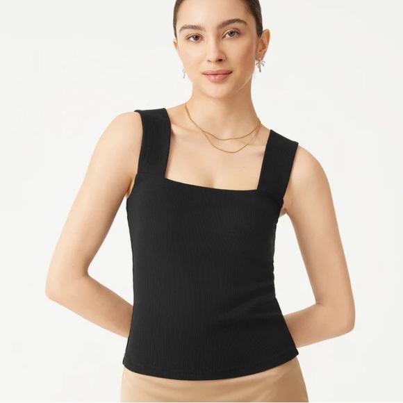 Plantive® Square Neck Brami Tank in black, Size L - Picture 3 of 8